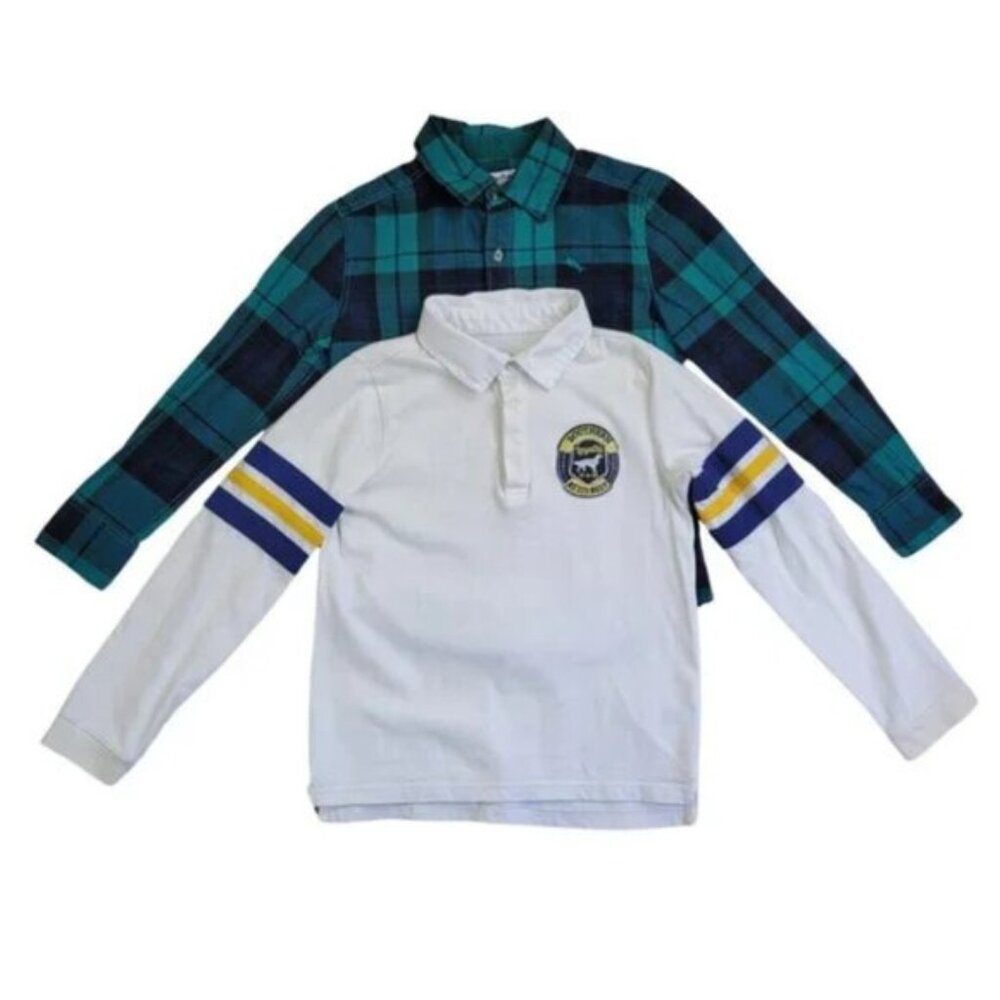 Boys Size 7 Bundle Tommy Bahama Plaid Button Down & Crown Ivy Rugby Polo